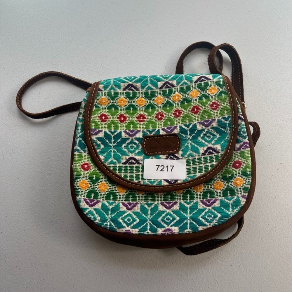 Unbranded Colorful Purse Woven Fabric Leather Crossbody Bag Made In Guatemala - Picture 11 of 11